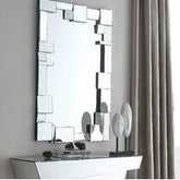 Beveled Glass Wall Vanity Mirror 31.5 Inchx23.6 Inch Silver